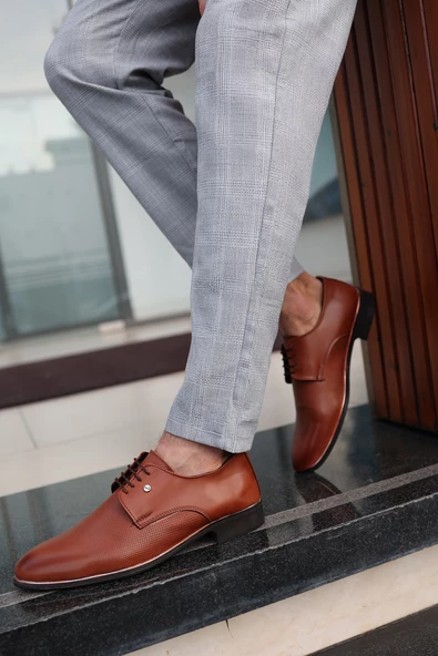 Erkek Taba Cilt Damatlık ve Günlük Kullanım Neolitik Rahat Klasik Ayakkabı 573-1 - 2