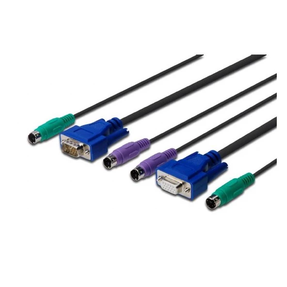 DS-19121 KVM (Keyboard/Video Monitor/Mouse) İçin Ahtapot Kablo, 1.80 metre, siyah renk, 1 x VGA dişi, 1 VGA erkek, 2 x PS/2 Klavye erkek, 2 x PS/2 Mouse erkek