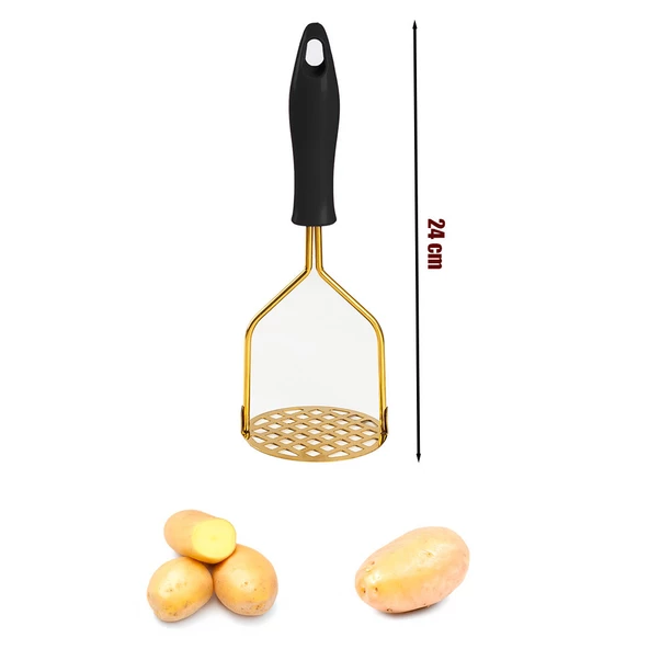 Porsima Patates Ezici Paslanmaz Metal Patates Ezici Püre Yapıcı Renkli Patates Ezeceği 24cm - Fuşya - Resim 3