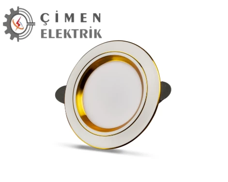 NOAS YL38 0520 Beyaz Kasa Gold Detaylı Led Spot 5W 3 Renkli