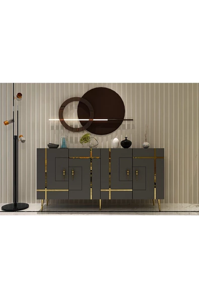 DEMONTE DECOR LİNEDD (KB150) KONSOL ANTRASİT-ALTIN