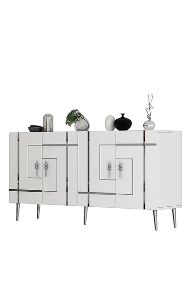 DEMONTE DECOR LİNEDD (KB150) KONSOL BEYAZ-GÜMÜŞ - 5