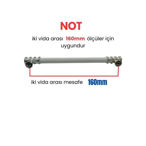 50 Adet Halka Boru Çizgili Kroma Beyaz Metal Mobilya Kulpu Seti 160mm - 3