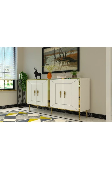DEMONTE DECOR ARNODD (KB150) KONSOL BEYAZ-ALTIN - 2
