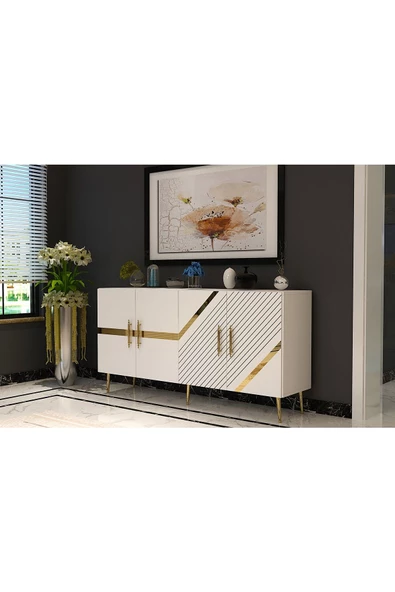 DEMONTE DECOR FUGADH (KB150) KONSOL BEYAZ ALTIN - 2