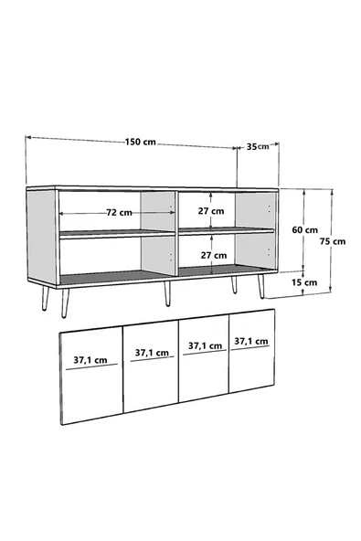 DEMONTE DECOR NORMDD (KB150) KONSOL ANTRASİT-CEVİZ - 7