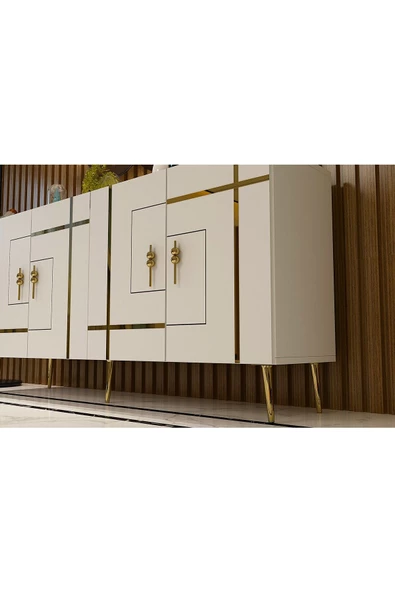 DEMONTE DECOR LİNEDD (KB150) KONSOL BEYAZ-ALTIN - 4