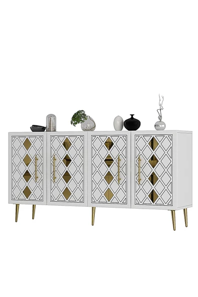 DEMONTE DECOR DOMEDD (KB150) KONSOL BEYAZ-ALTIN - 4