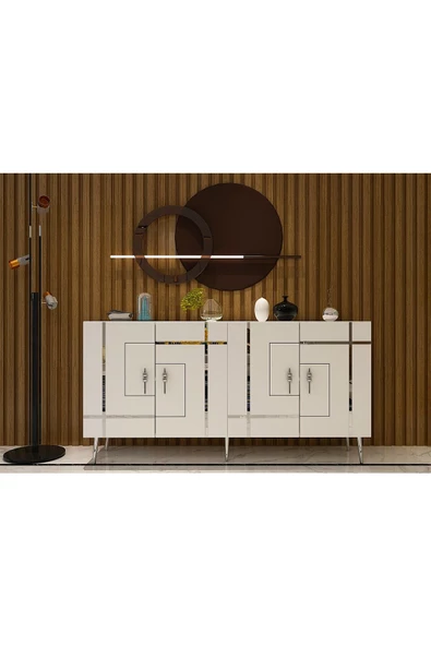 DEMONTE DECOR LİNEDD (KB150) KONSOL BEYAZ-GÜMÜŞ - 1