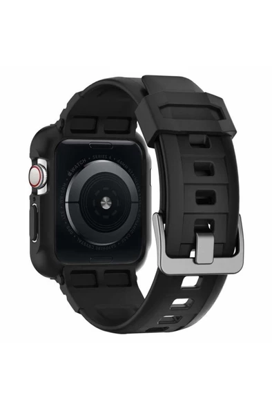 Spigen Apple Watch Serisi 44mm / 45mm Ile Uyumlu Kılıf Rugged Armor Pro (KAYIŞ KILIF) Black - 062cs25324