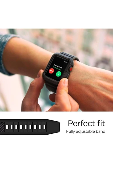 Spigen Apple Watch Serisi 44mm / 45mm Ile Uyumlu Kılıf Rugged Armor Pro (KAYIŞ KILIF) Black - 062cs25324 - 2