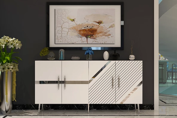 DEMONTE DECOR FUGADD (KB150) KONSOL BEYAZ-GÜMÜŞ
