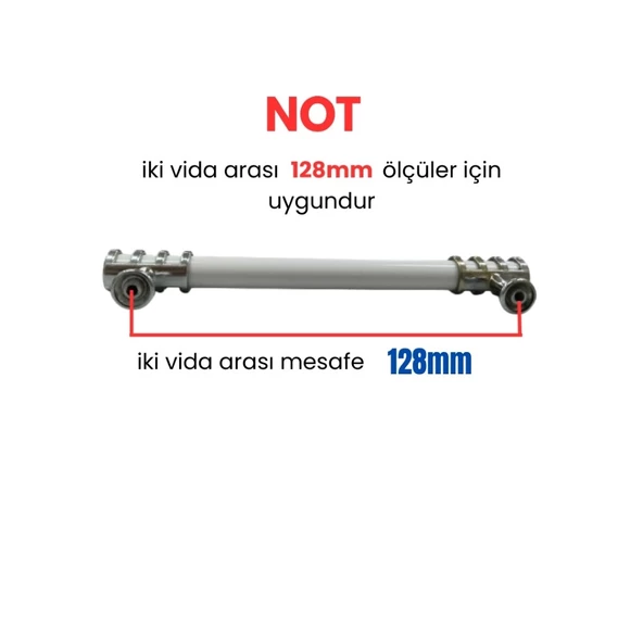 50 Adet Halka Boru Kroma Beyaz Metal Mobilya Kulpu 128mm - 3