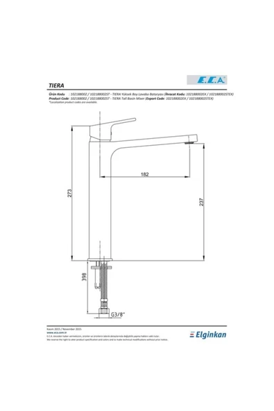 Eca Tiera Yüksek Tip Lavabo Bataryası - 2