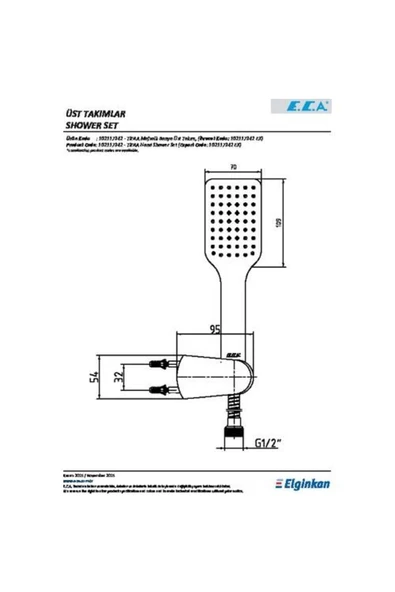 Eca Tiera Mafsallı Duş Seti Banyo Üst Takım 102117342 - 2