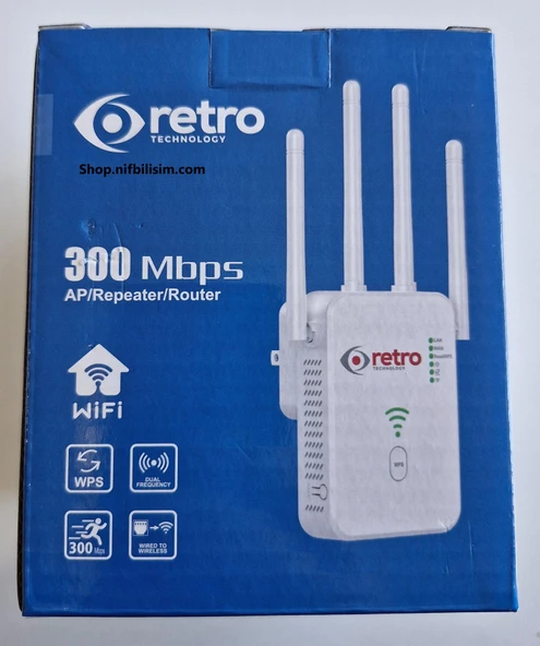 Retro RT-U10-300M 2.4GHZ 300Mbps Access Point Repeater Router Mod 3 Fonksiyonlu Menzil Genişletici