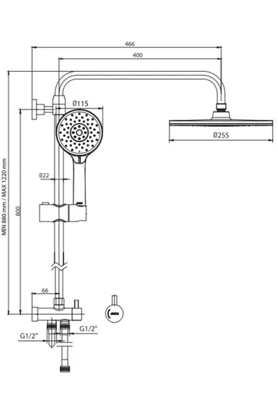 Eca Dalia Plus Teleskobik Kolonlu Banyo Tepe Duş Seti Yuvarlak Takım 102158040 - 2