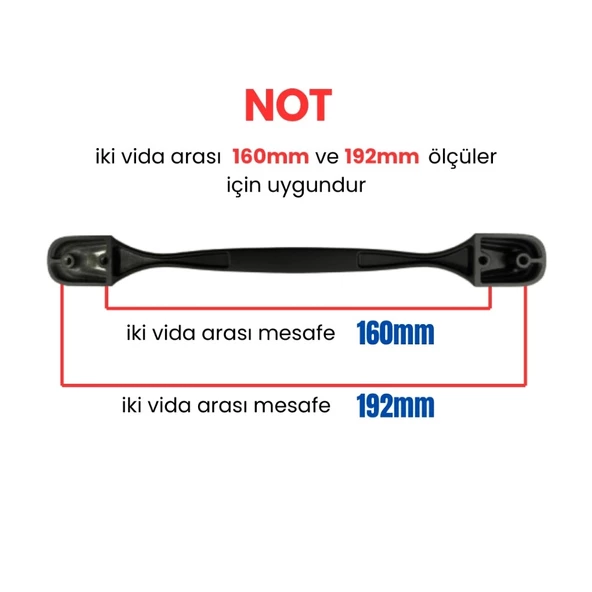 50 Adet Eymen Lüks Siyah Metal Mobilya Kulpu 160mm - 192mm - 3