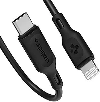 Spigen Essential Apple USB-C to Lightning PD (Power Delivery Destekli) Hızlı Şarj ve Data Kablo MFI Lisanslı (1 Metre) C10CL Black - 000CA27021