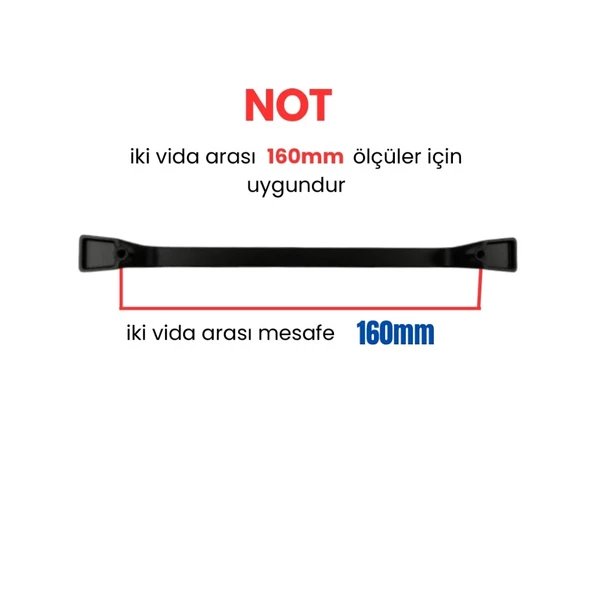 50 Adet Havai Düz Siyah Metal Mobilya Kulpu 160mm - 3