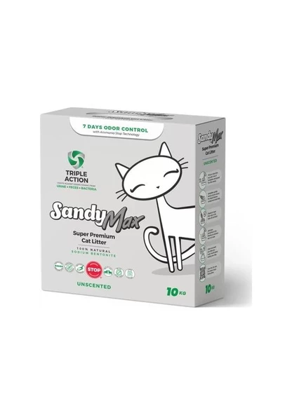 Sandy Max Triple Action Aktif Karbonlu Bentonit Kedi Kumu 10lt