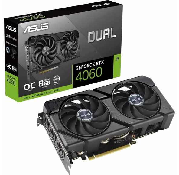 ASUS DUAL-RTX4060-O8G-EVO NVIDIA GEFORCE RTX 4060 8GB GDDR6 128bit OC HDMI  DLSS3 EKRAN