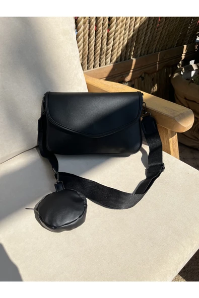 Kadın Cüzdanlı Siyah Çapraz Çanta ürün görseli 1