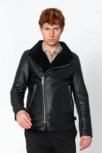 Erkek Regular Fıt İçi Yünlü Fermuar Detaylı Mont - 5