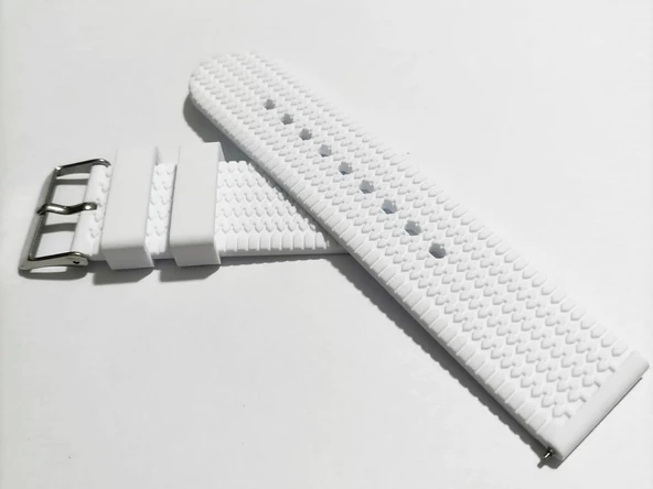 Fado 22  mm Akıllı Pimli  silikon  Baskılı Desenli Beyaz Saat Kordonu Kayışı(78) - 2