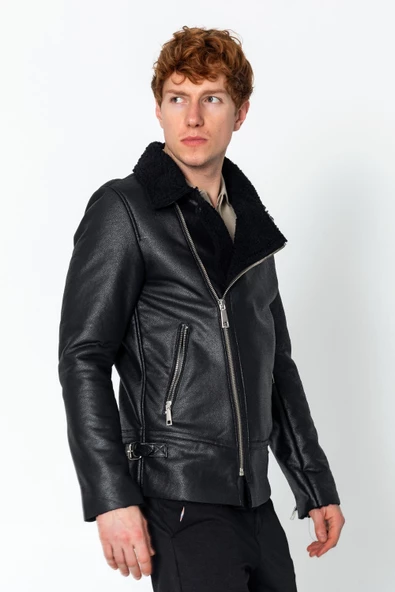 Erkek Regular Fıt İçi Yünlü Fermuar Detaylı Mont - 3