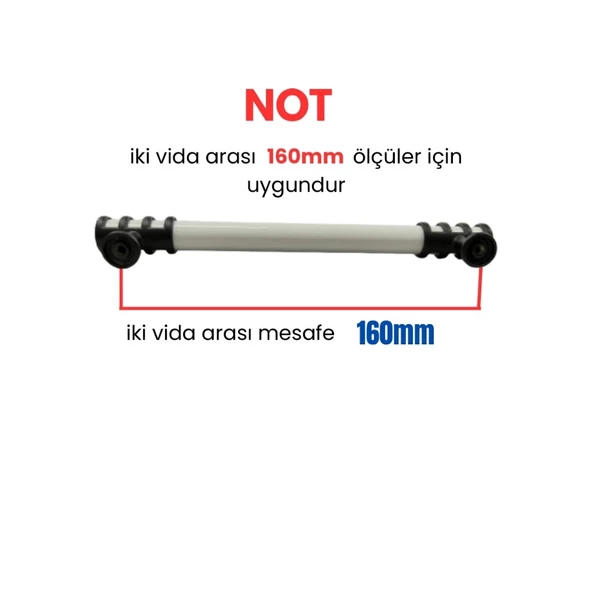 50 Adet Halka Boru Siyah Beyaz Metal Mobilya Kulpu 160mm - 3