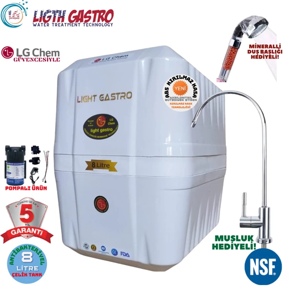 LİGHT GASTRO BEYAZ POMPALI 8 LİTRE 5 FİLTRE 10 AŞAMA SU ARITMA CİHAZI ürün görseli