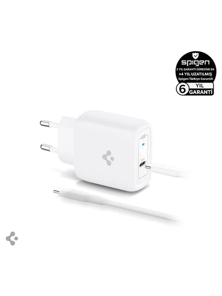 Spigen 45W USB-C Hızlı Şarj Aleti + Örgü Şarj Kablo Samsung PPS 2.0 / Isı Düşürücü GaN Destekli Akım Korumalı Güç