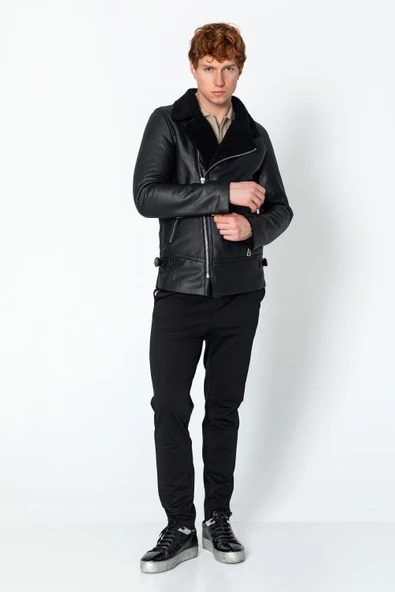 Erkek Regular Fıt İçi Yünlü Fermuar Detaylı Mont