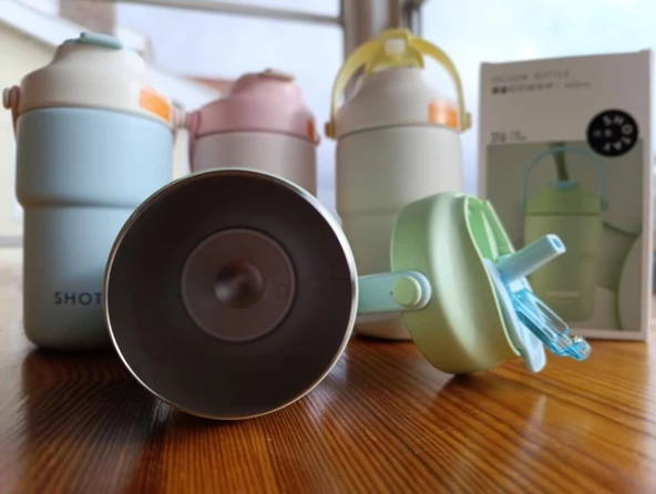 Shotay Askılı Mug Çelik Bardak 450Ml Pastel Pembe - 8