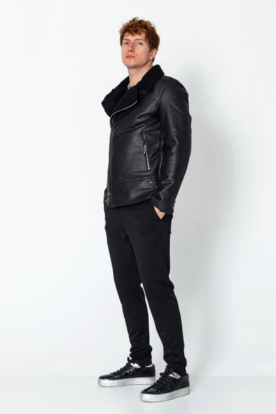 Erkek Regular Fıt İçi Yünlü Fermuar Detaylı Mont - 2