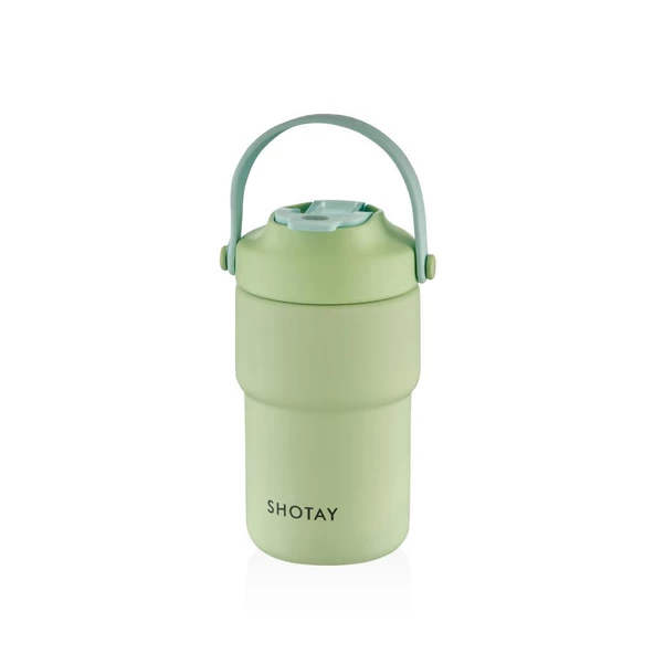 Shotay Askılı Mug Çelik Bardak 450Ml Pastel Yeşil