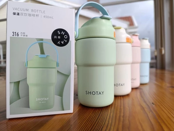 Shotay Askılı Mug Çelik Bardak 450Ml Pastel Yeşil - 4