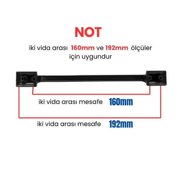 50 Adet Okyanus Siyah Metal Mobilya Kulpu 160mm - 192mm - 3