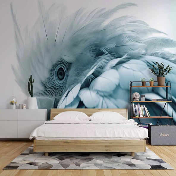 Mavi Papağan Temalı Duvar Kağıdı - Resim 2