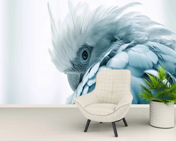 Mavi Papağan Temalı Duvar Kağıdı - Resim 5