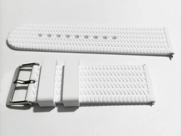 Fado 20  mm Akıllı Pimli  silikon  Baskılı Desenli Beyaz Saat Kordonu Kayışı(76) - Resim 3