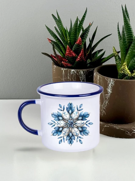 DeepCraft Best Quality Enamel Mavi Kulp Kupa Yılbaşı,Sevgililer Günü, Hediyelik Kupa 300ML - 2