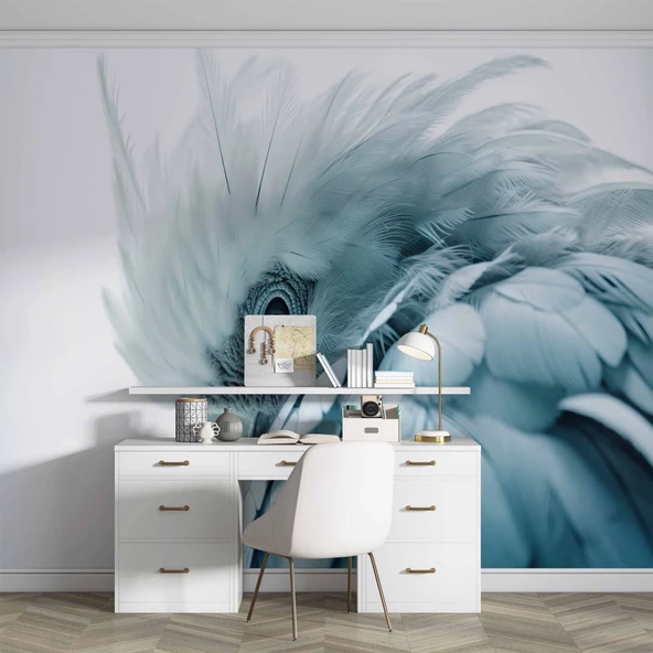 Mavi Papağan Temalı Duvar Kağıdı - Resim 3