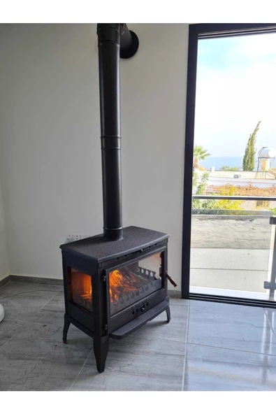 flamestove  Retro Lüx-yk 3 Camlı Yan Kapaklı Şömine Döküm Soba - 2