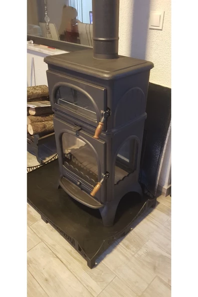 flamestove  Modena 3 Camlı Fırınlı Pik Döküm Şömine Soba