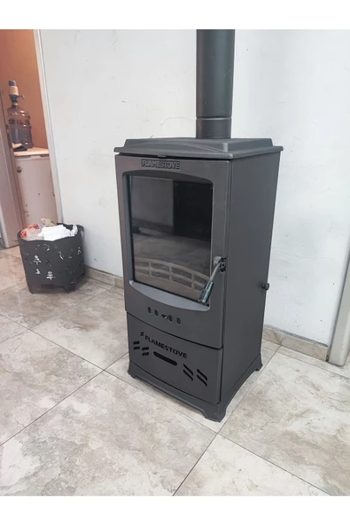 flamestove  Lodi Style Tek Camlı Odun Hazneli Füme Döküm Soba - 6