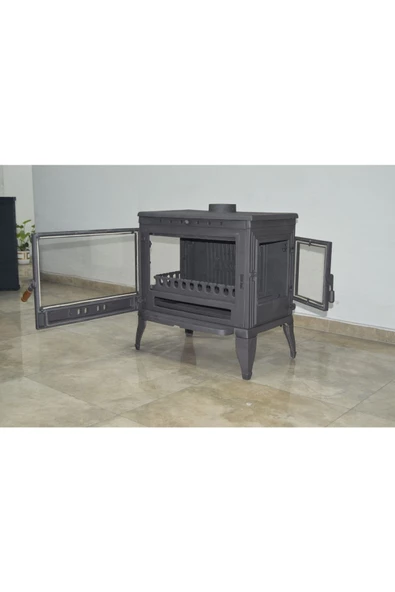 flamestove  Retro Lüx-yk 3 Camlı Yan Kapaklı Şömine Döküm Soba - 5