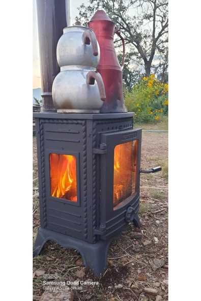 Flame Stove  Minör Lüx 3 Camlı Şömine Döküm Soba FS-052 - 5