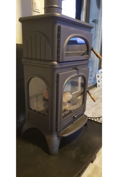 flamestove  Modena 3 Camlı Fırınlı Pik Döküm Şömine Soba - 2
